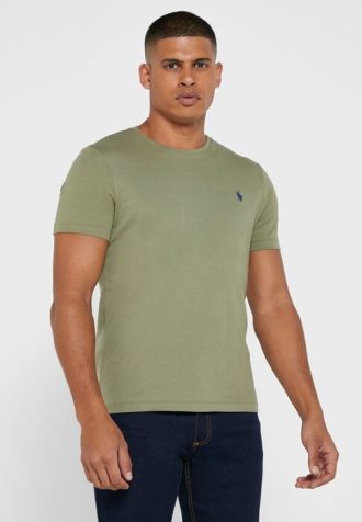 Grüne Herren Ralph Lauren Brust Logo Rundhals T-Shirts