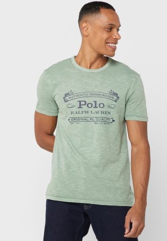 Grüne Herren Ralph Lauren Logo Rundhals T-Shirts