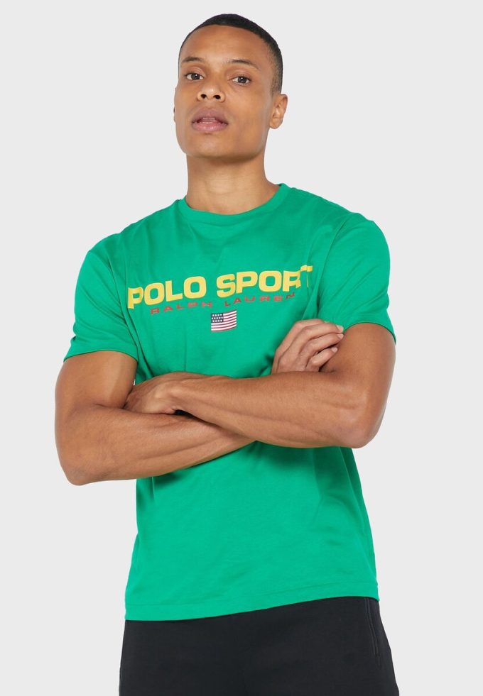 Grüne Herren Ralph Lauren Logo Rundhals T-Shirts