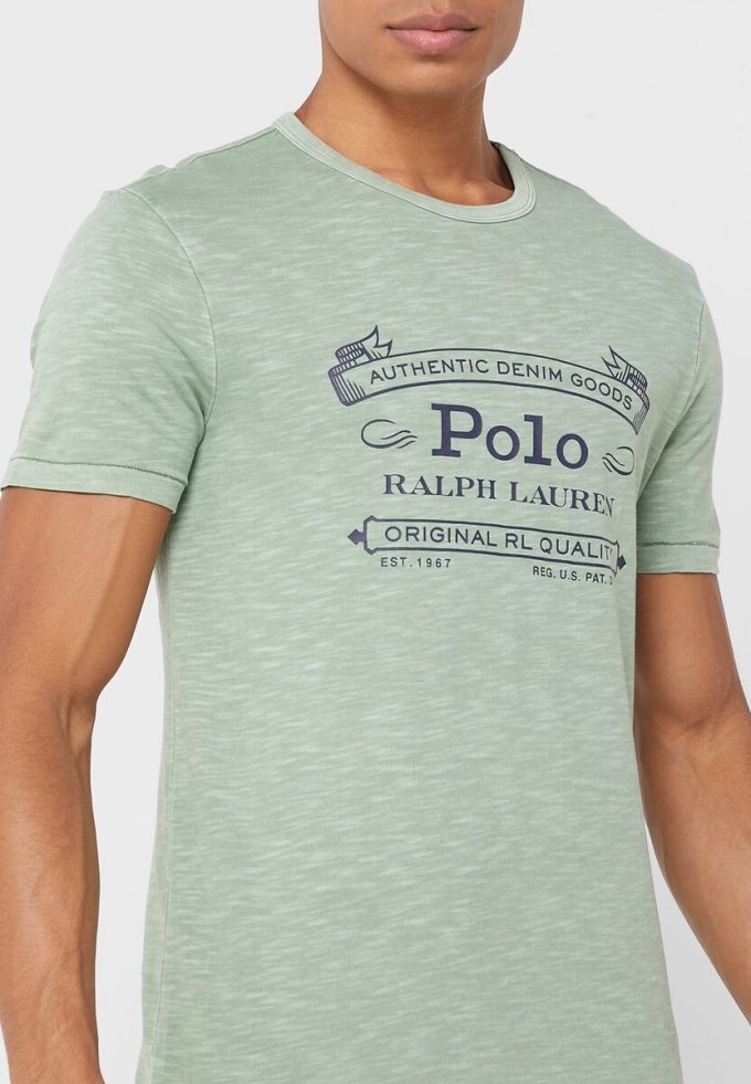 Grüne Herren Ralph Lauren Logo Rundhals T-Shirts