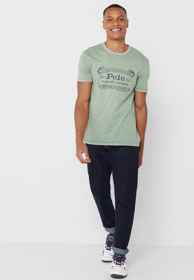 Grüne Herren Ralph Lauren Logo Rundhals T-Shirts