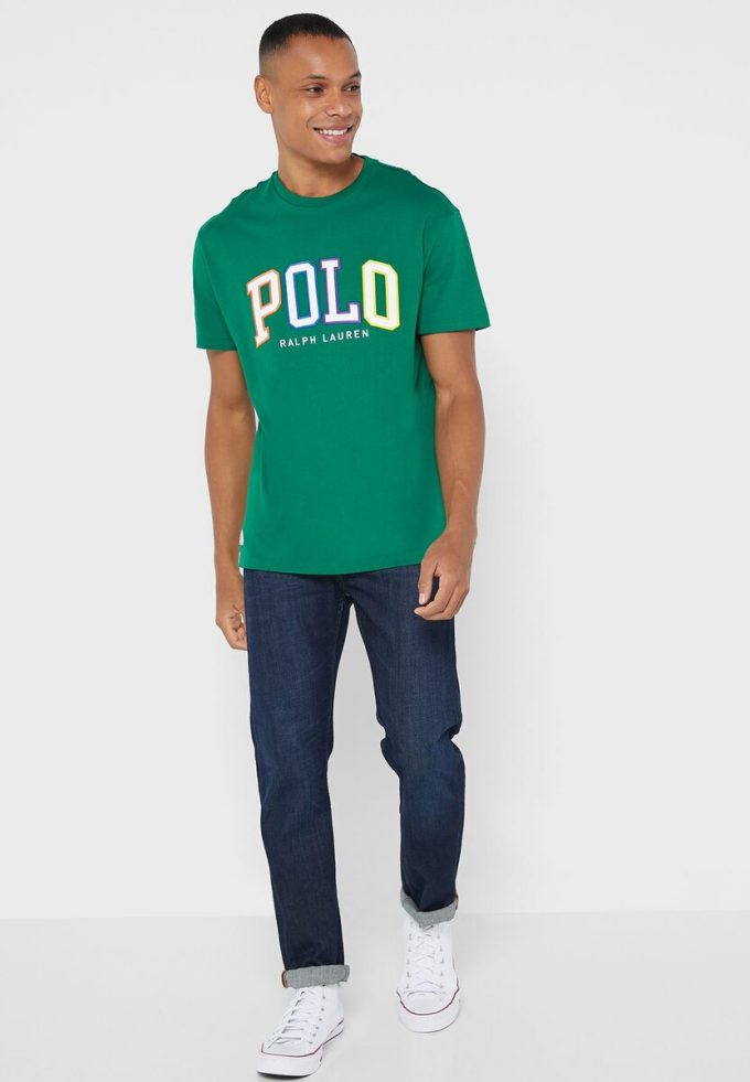 Grüne Herren Ralph Lauren Logo Rundhals T-Shirts