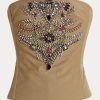 Grüne Ralph Lauren Cailin Verzierte Bustier-Oberteile aus Baumwolle für Damen
