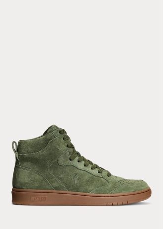 Grüne Ralph Lauren Court Wildleder-High-Top-Sneakers für Herren