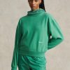 Grüne Ralph Lauren Fleece-Sweatshirts mit Rundhalsausschnitt für Damen