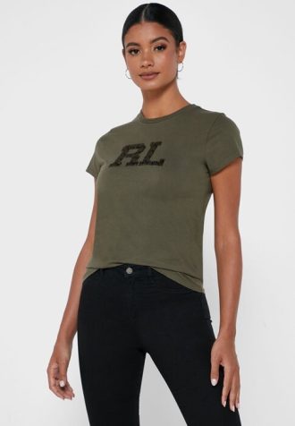 Grüne Ralph Lauren Graphic Rundhals-T-Shirts für Damen