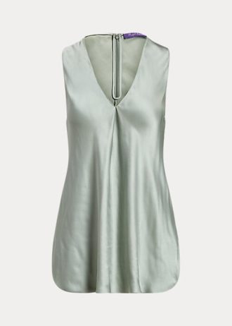 Grüne Ralph Lauren Gwinnett Washed Satin Blusenhemden für Damen