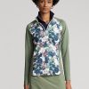 Grüne Ralph Lauren Jersey-Sweatshirts mit Viertelreißverschluss für Damen