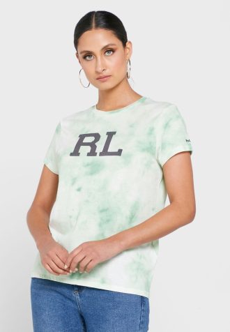Grüne Ralph Lauren T-Shirts mit Rundhalsausschnitt und Grafik für Damen