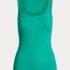 Grüne Ralph Lauren Tanktops aus Baumwollmischung für Damen