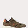 Grüne Ralph Lauren Trackster 200 Wildleder- und Camo-Twill-Sneakers für Herren