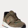 Grüne Ralph Lauren Trackster 200 Wildleder- und Camo-Twill-Sneakers für Herren