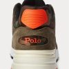 Grüne Ralph Lauren Trackster 200 Wildleder- und Camo-Twill-Sneakers für Herren