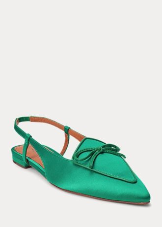Grüne Slingback-Schuhe aus Satin-Seidenmischung für Damen von Ralph Lauren