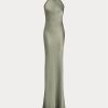 Grünes Abendkleid „Chilton“ aus gewaschenem Satin für Damen von Ralph Lauren