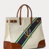 Große Devyn-Tragetaschen aus Canvas mit natürlichem/grafischem Streifenmuster für Damen von Ralph Lauren