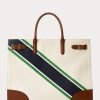Große Devyn-Tragetaschen aus Canvas mit natürlichem/grafischem Streifenmuster für Damen von Ralph Lauren