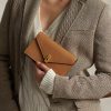 Hellbraune Ralph Lauren Polo ID Leder-Geldbörsen mit Kette für Damen