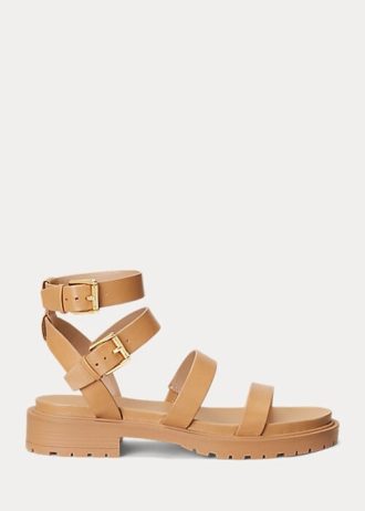 Hellgelbe Ralph Lauren Kayleen Sandalen aus Nappaleder für Damen