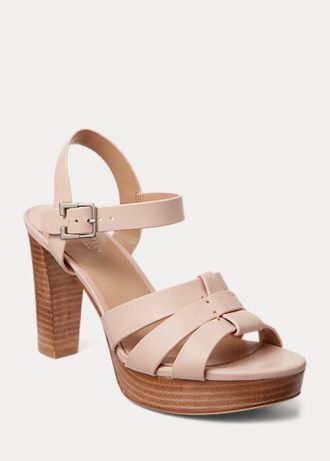 Hellrosa Ralph Lauren Soffia Sandalen aus Nappaleder für Damen