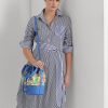Khaki/New England Blue Ralph Lauren Monogram Large Andie Handtasche für Damen