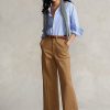 Khakifarbene Chinohose mit weitem Bein für Damen von Ralph Lauren