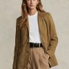 Khakifarbene Hacking-Blazer aus Lamm-Wildleder von Ralph Lauren für Damen