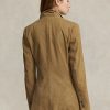 Khakifarbene Hacking-Blazer aus Lamm-Wildleder von Ralph Lauren für Damen