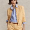 Khakifarbene Leinen-Windjacke von Ralph Lauren für Damen