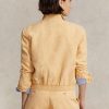 Khakifarbene Leinen-Windjacke von Ralph Lauren für Damen