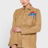 Khakifarbene Ralph Lauren Button-Down-Hemden mit Taschendetail für Damen