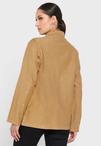 Khakifarbene Ralph Lauren Button-Down-Hemden mit Taschendetail für Damen