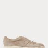 Khakifarbene Ralph Lauren Court Low-Top-Sneaker aus Wildleder für Herren