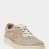 Khakifarbene Ralph Lauren Court Low-Top-Sneaker aus Wildleder für Herren