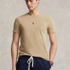 Khakifarbene Ralph Lauren Custom Slim Fit T-Shirts mit Rundhalsausschnitt für Herren