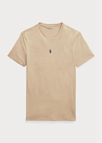 Khakifarbene Ralph Lauren Custom Slim Fit T-Shirts mit Rundhalsausschnitt für Herren