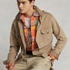 Khakifarbene Ralph Lauren Dobby Utility Overshirt-Jacken für Herren