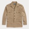 Khakifarbene Ralph Lauren Dobby Utility Overshirt-Jacken für Herren
