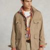 Khakifarbene Ralph Lauren Dobby Utility Overshirt-Jacken für Herren