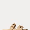 Khakifarbene Ralph Lauren Ezra Sandalen aus Kalbsleder und Wildleder für Damen