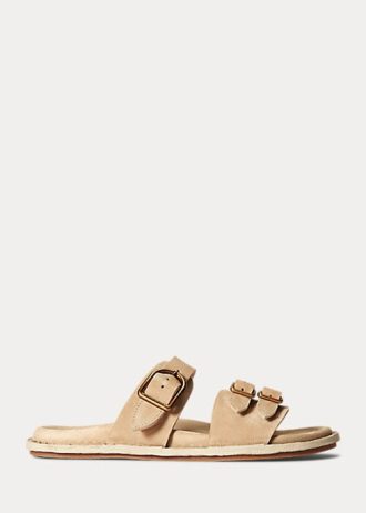 Graue Ralph Lauren Ezra Sandalen aus Kalbsleder und Wildleder für Damen