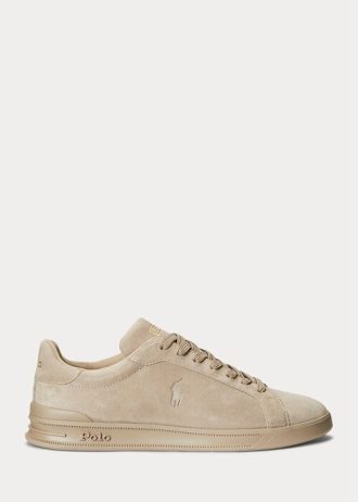 Khakifarbene Ralph Lauren Heritage Court II Wildleder-Sneaker für Herren