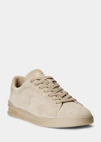 Khakifarbene Ralph Lauren Heritage Court II Wildleder-Sneaker für Herren