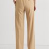Khakifarbene Ralph Lauren-Hose aus Twill mit Falten für Damen