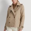Khakifarbene Ralph Lauren-Mäntel aus zweireihigem Jacquard mit Monogramm für Damen