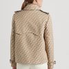 Khakifarbene Ralph Lauren-Mäntel aus zweireihigem Jacquard mit Monogramm für Damen