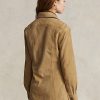 Khakifarbene Ralph Lauren-Shirts aus Lammfell-Wildleder für Damen