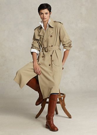 Khakifarbene Twill-Mäntel von Ralph Lauren für Damen