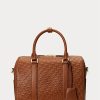 Lauren Tan/Buff Damen Ralph Lauren Geprägtes Leder Mittlere Kaden Satchel Taschen