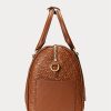 Lauren Tan/Buff Damen Ralph Lauren Geprägtes Leder Mittlere Kaden Satchel Taschen
